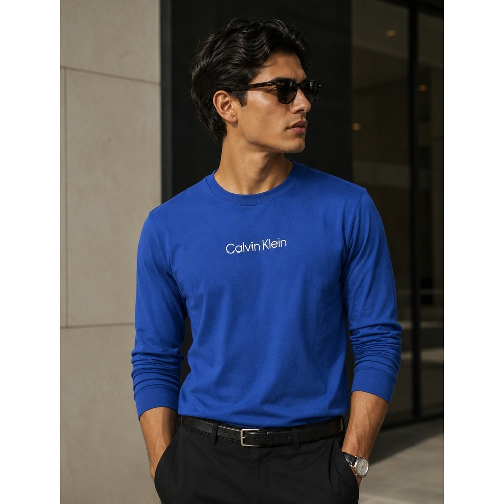 Calvin Klein Men's Lounge Long Sleeve T-shirt In Blue